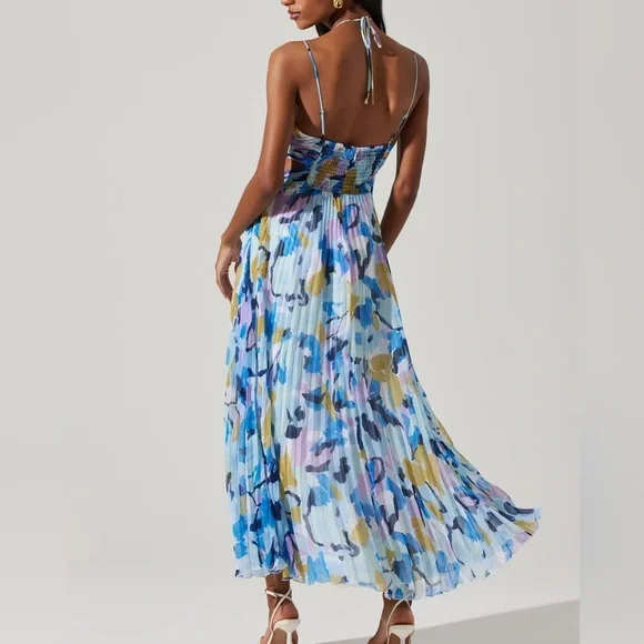 ASTR THE LABEL AQUATE DRESS AQUA BLUE MULTI - Picture 2 of 6